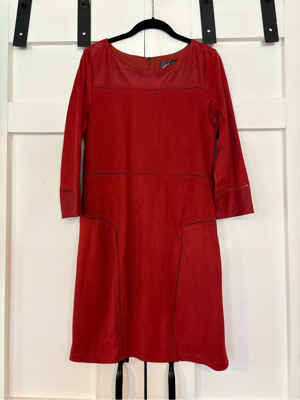 Hale Bob Rust Suede-Look Midi Shift Dress